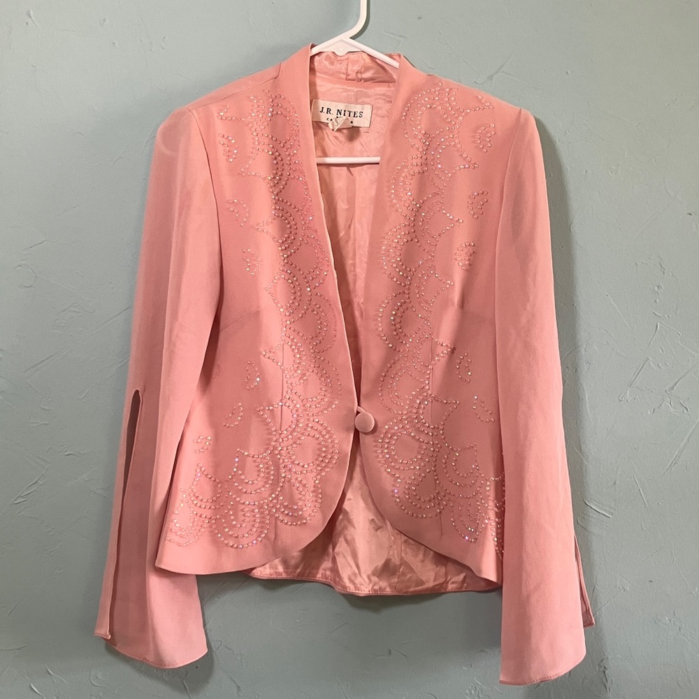 Blush Pink Embroidered Scallop Edge Jacket Women’s size 6
